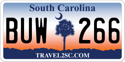 SC license plate BUW266