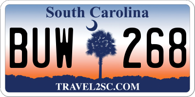 SC license plate BUW268