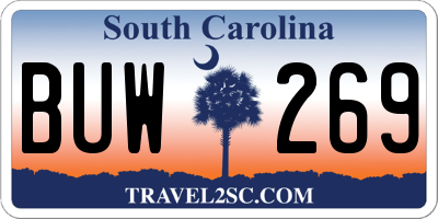 SC license plate BUW269