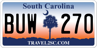 SC license plate BUW270
