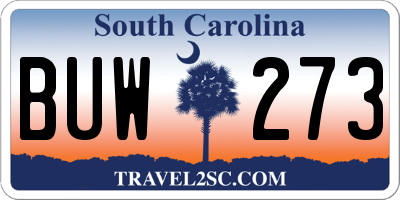 SC license plate BUW273