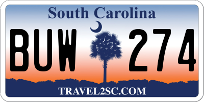 SC license plate BUW274