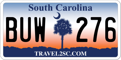 SC license plate BUW276