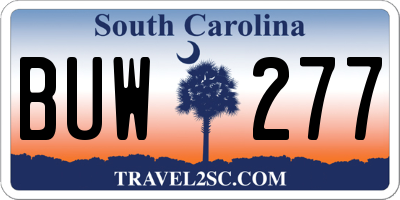 SC license plate BUW277