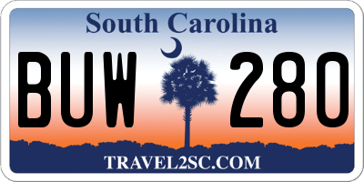 SC license plate BUW280