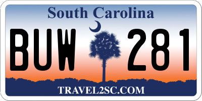 SC license plate BUW281