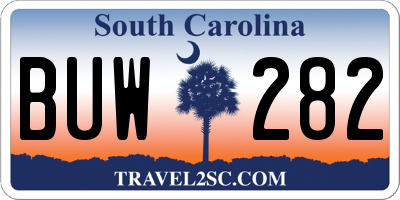 SC license plate BUW282