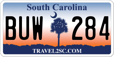 SC license plate BUW284