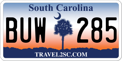 SC license plate BUW285