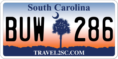 SC license plate BUW286