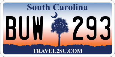 SC license plate BUW293