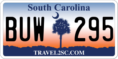 SC license plate BUW295