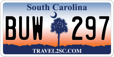 SC license plate BUW297