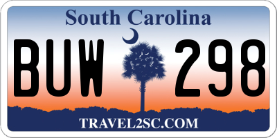 SC license plate BUW298