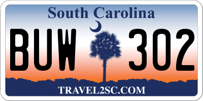 SC license plate BUW302