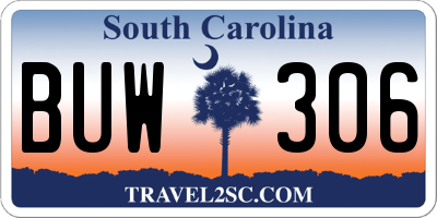 SC license plate BUW306