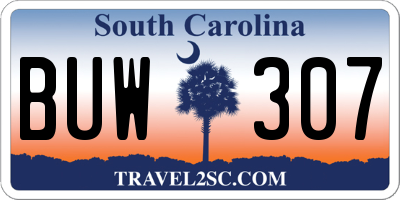 SC license plate BUW307