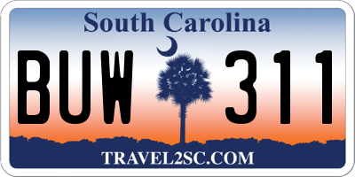 SC license plate BUW311