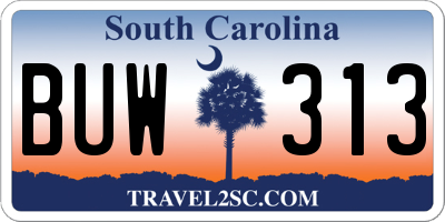 SC license plate BUW313