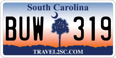 SC license plate BUW319