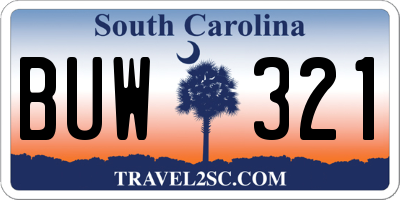 SC license plate BUW321