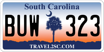 SC license plate BUW323