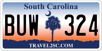 SC license plate BUW324
