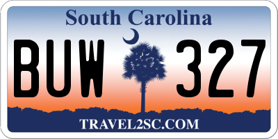 SC license plate BUW327