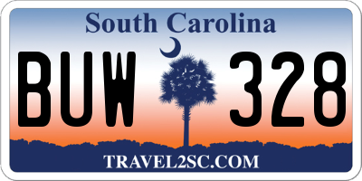 SC license plate BUW328