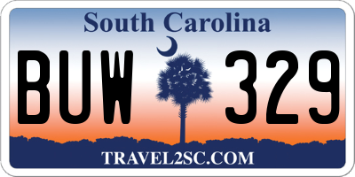 SC license plate BUW329