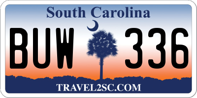 SC license plate BUW336