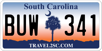 SC license plate BUW341