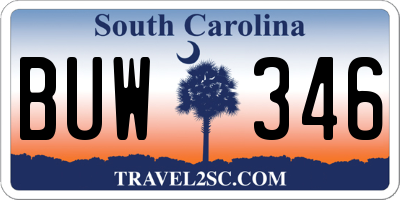 SC license plate BUW346