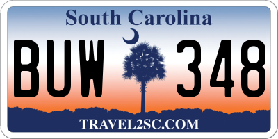 SC license plate BUW348
