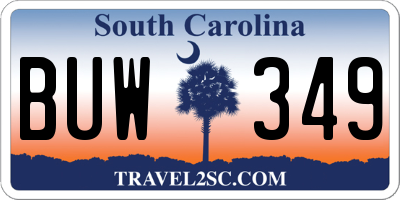 SC license plate BUW349