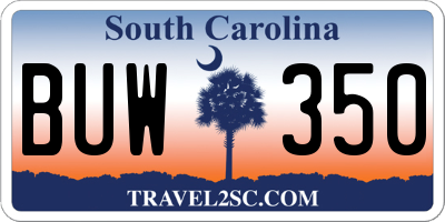 SC license plate BUW350