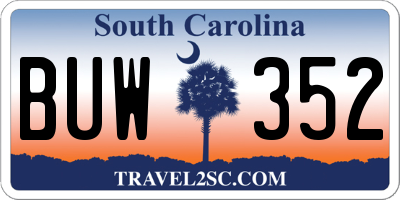 SC license plate BUW352