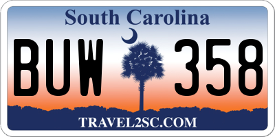 SC license plate BUW358