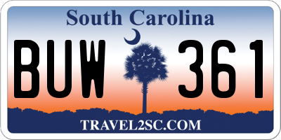 SC license plate BUW361