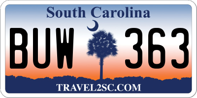 SC license plate BUW363