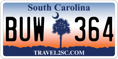 SC license plate BUW364