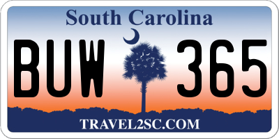SC license plate BUW365