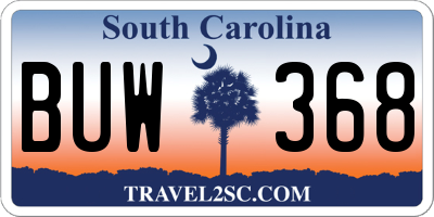 SC license plate BUW368