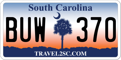 SC license plate BUW370
