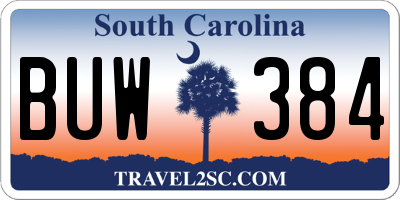 SC license plate BUW384