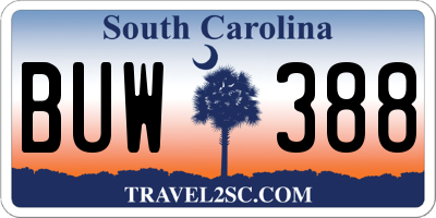 SC license plate BUW388