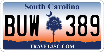 SC license plate BUW389