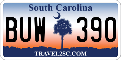 SC license plate BUW390