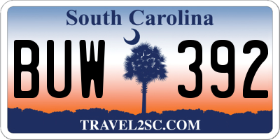 SC license plate BUW392