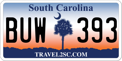 SC license plate BUW393